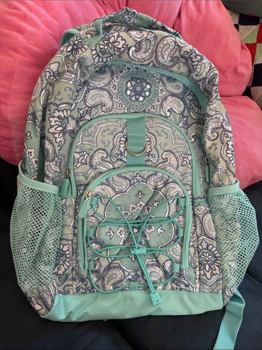 Pottery Barn Kids Mint Paisley Backpack with Teal Accents
